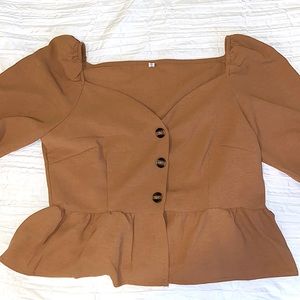 Brown/Tan Cropped Blouse